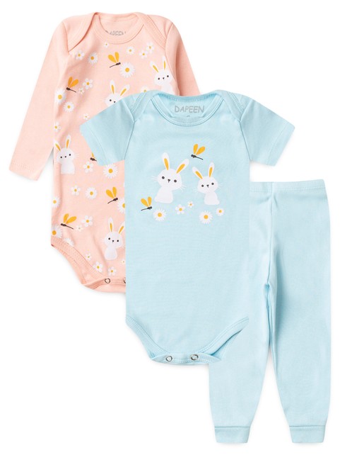Kit Body Bebê Menina Suedine Coelhinho