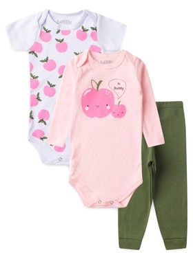 Kit Body Bebê Menina Suedine Apple