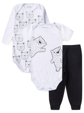 Kit Body Bebê Menina Suedine Urso Polar