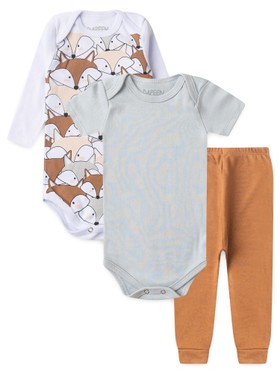 Kit Body Bebê Menino Suedine Raposa