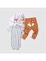 Kit Body Bebê Menino Suedine Raposa