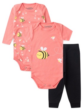 Kit Body Bebê Menina Suedine Abelha