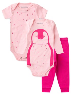 Kit Body Bebê Menina Suedine Pinguim