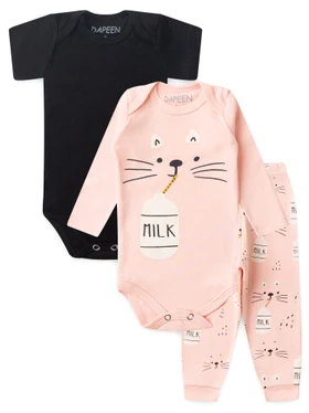 Kit Body Bebê Menina Suedine Milk