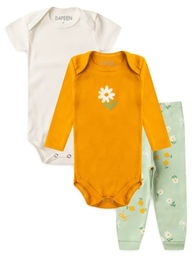 Kit Body Bebê Menina Suedine Flower