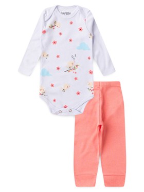 Conjunto Body Bebê Menina Suedine Nuvem