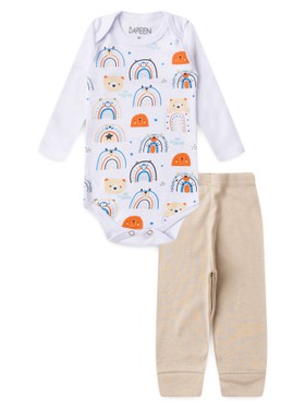 Conjunto Body Bebê Unissex Suedine Rainbow