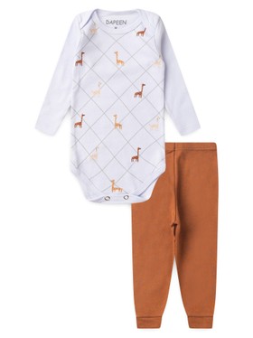 Conjunto Body Bebê Unissex Suedine Girafa
