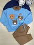 Conjunto Infantil Menino Moletom Peluciado Felinos