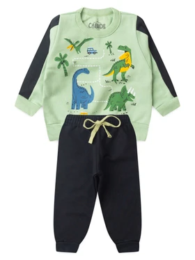 Conjunto Infantil Menino Moletom Peluciado Dino