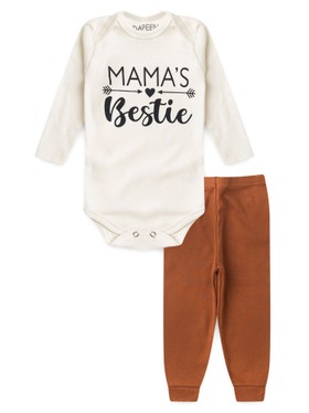 Conjunto Body Bebê Menina Suedine Mama´s Bestie