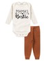 Conjunto Body Bebê Menina Suedine Mama´s Bestie