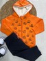 Conjunto Infantil Menino Moletom Peluciado com Zíper Laranja