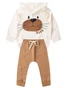 Conjunto Infantil Menino Moletom Peluciado com Capuz Off White
