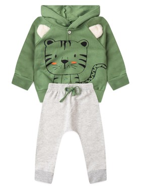 Conjunto Infantil Menino Moletom Peluciado com Capuz Verde Floresta