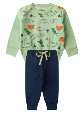 Conjunto Infantil Menino Moletom Peluciado Verde Oliva