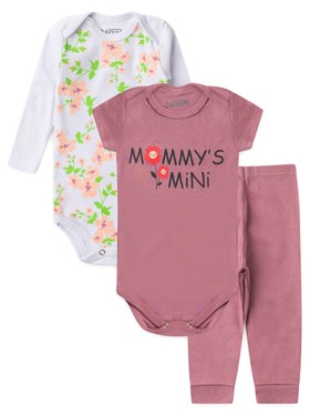 Kit Body Bebê Menina Suedine Mommy's
