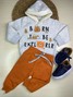 Conjunto Infantil Menino Moletom Peluciado com Capuz Mescla