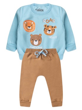 Conjunto Infantil Menino Moletom Peluciado Felinos