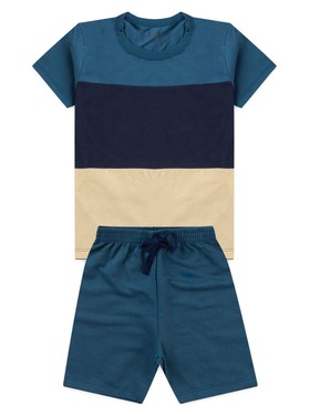 Conjunto Infantil Menino Camiseta Bermuda Recorte Royal