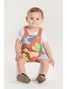 Conjunto Jardineira Bebê Menino Suedine Dinos