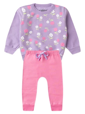 Conjunto Infantil Menina Moletom Peluciado Lilás