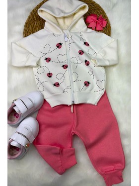 Conjunto Infantil Menina Moletom Peluciado com Capuz Joaninha