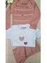 Kit Body Bebê Menina Suedine Corações