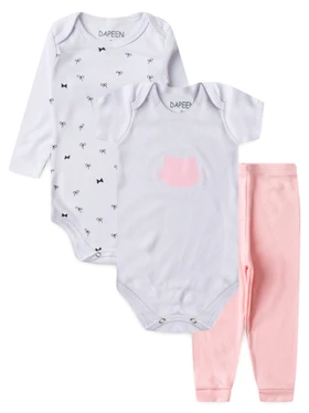 Kit Body Bebê Menina Suedine Lacinhos