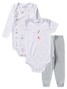 Kit Body Bebê Menina Suedine Borboletas Branco