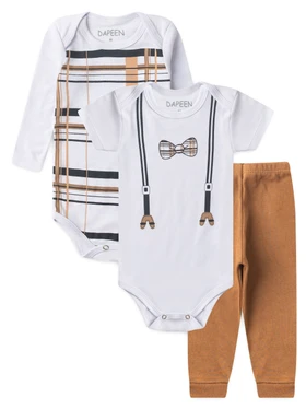 Kit Macacão Bebê Menino Suedine Xadrez