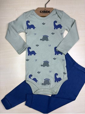 Conjunto Body Bebê Menino Suedine Dino