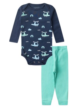 Conjunto Body Bebê Menino Suedine Helicóptero