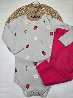 Conjunto Body Bebê Menina Suedine Joaninhas