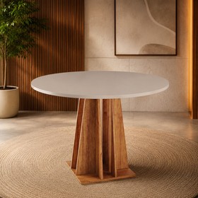 Mesa de Jantar 4 Lugares Redondo Tampo de Mdf Full Mel/Blonde - Casa Giulia