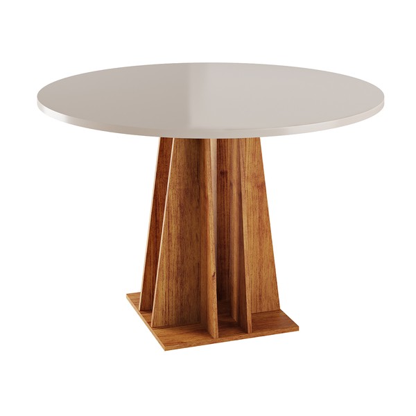 Mesa de Jantar 4 Lugares Redondo Tampo de Mdf Full Mel/Blonde - Casa Giulia