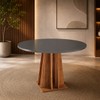 Mesa de Jantar 4 Lugares Redondo Tampo de Mdf Full Mel/Cinza - Casa Giulia