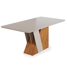Mesa de Jantar 6 Lugares Retangular Tampo de Mdf Xangai Mel/Blonde - Casa Giulia