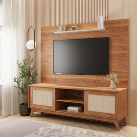 Estante para TV de Até 65 Polegadas 2 Portas Tela Sintética Ethios Mel/Off White - Casa Giulia
