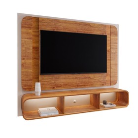 Painel para TV de Até 75 Polegadas com Led Antares Off White/Mel- Casa Giulia