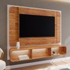 Painel para TV de Até 75 Polegadas com Led Antares Off White/Mel- Casa Giulia