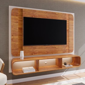 Painel para TV de Até 75 Polegadas com Led Antares Off White/Mel- Casa Giulia