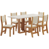 Mesa de Jantar Retangular Enemy com 6 Cadeiras Sol Mel/Blonde/Bege - Casa Giulia