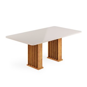 Mesa de Jantar 6 Lugares Retangular Tampo de Mdf Munique Mel/Blonde - Casa Giulia