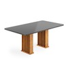 Mesa de Jantar 6 Lugares Retangular Tampo de Mdf Munique Mel/Cinza - Casa Giulia