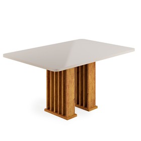 Mesa de Jantar 4 Lugares Retangular Tampo de Mdf Munique Mel/Blonde- Casa Giulia