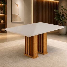 Mesa de Jantar 4 Lugares Retangular Tampo de Mdf Munique Mel/Blonde- Casa Giulia