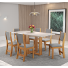 Mesa de Jantar Retangular Enemy com 6 Cadeiras Sol Mel/Blonde/Cinza - Casa Giulia