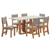 Mesa de Jantar Retangular Enemy com 6 Cadeiras Sol Mel/Blonde/Cinza - Casa Giulia