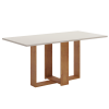 Mesa de Jantar Retangular Enemy com 6 Cadeiras Sol Mel/Blonde/Cinza - Casa Giulia